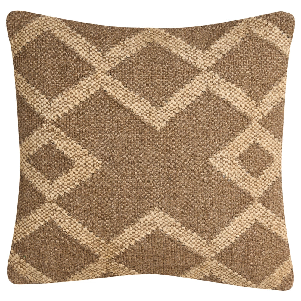 Set di 2 cuscini in iuta e lana marrone chiaro e beige motivo geometrico 45 x 45 cm camera da letto soggiorno