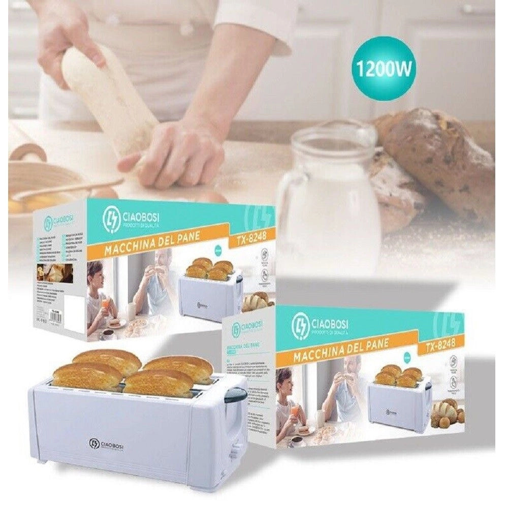 Trade Shop - Tostapane Classico Tosta Fette Pane Multifunzione 1200w Vassoio Briciole Tx-8248 -