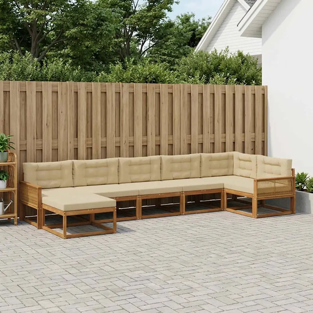 Set di divani da esterno con cuscino 7 pcs Naturale e Beige 3382751