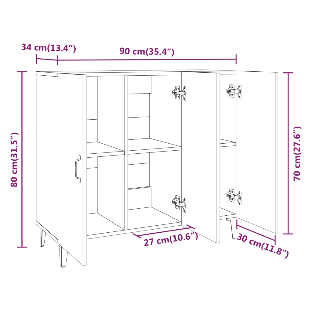 Credenza | Madia | Buffet da pranzo | Armadio da pranzo Rovere Sonoma 90x34x80 cm in Legno Multistrato