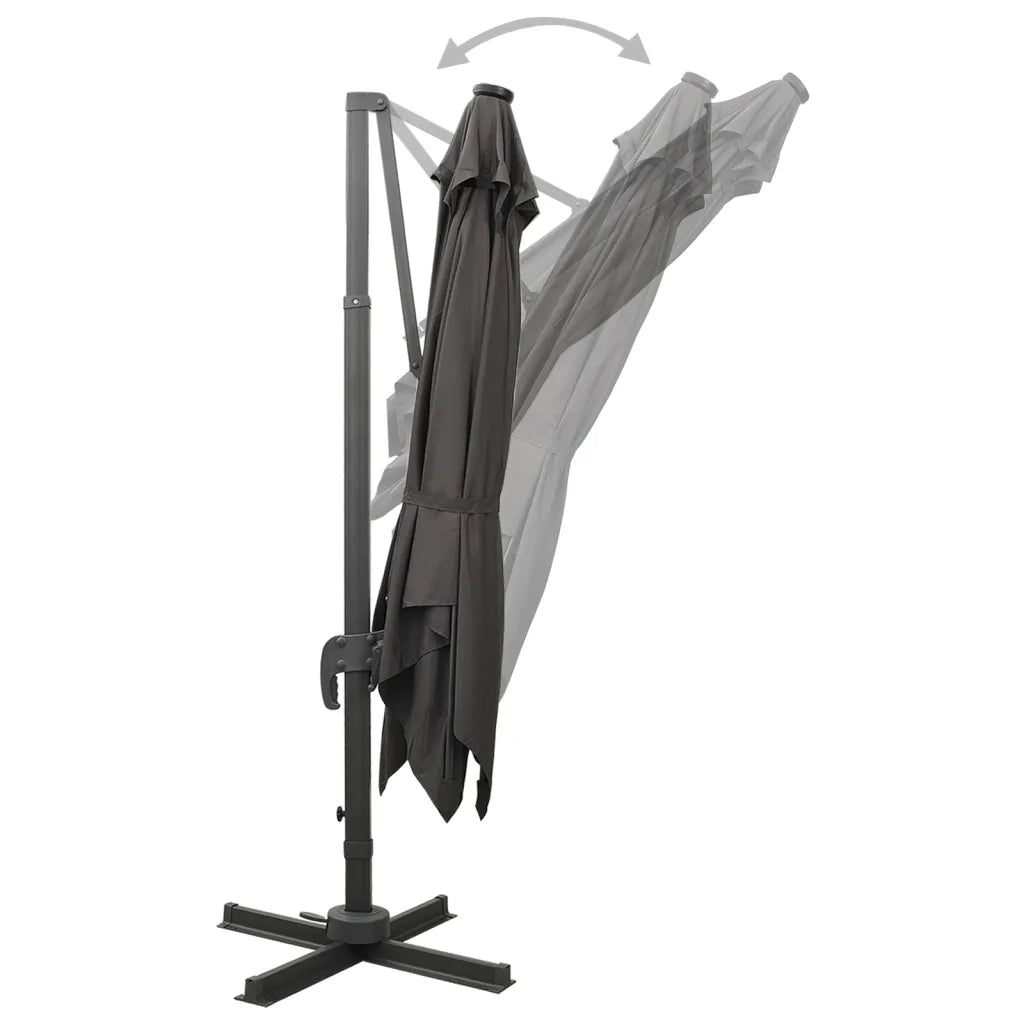 Ombrellone a Sbalzo con Palo e Luci a LED-Ombrello da giardino Antracite 300 cm 602616