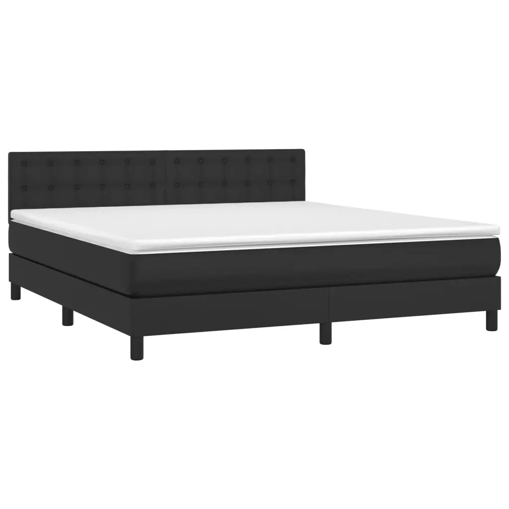 Giroletto a Molle con Materasso e LED Nero 180x200cm Similpelle