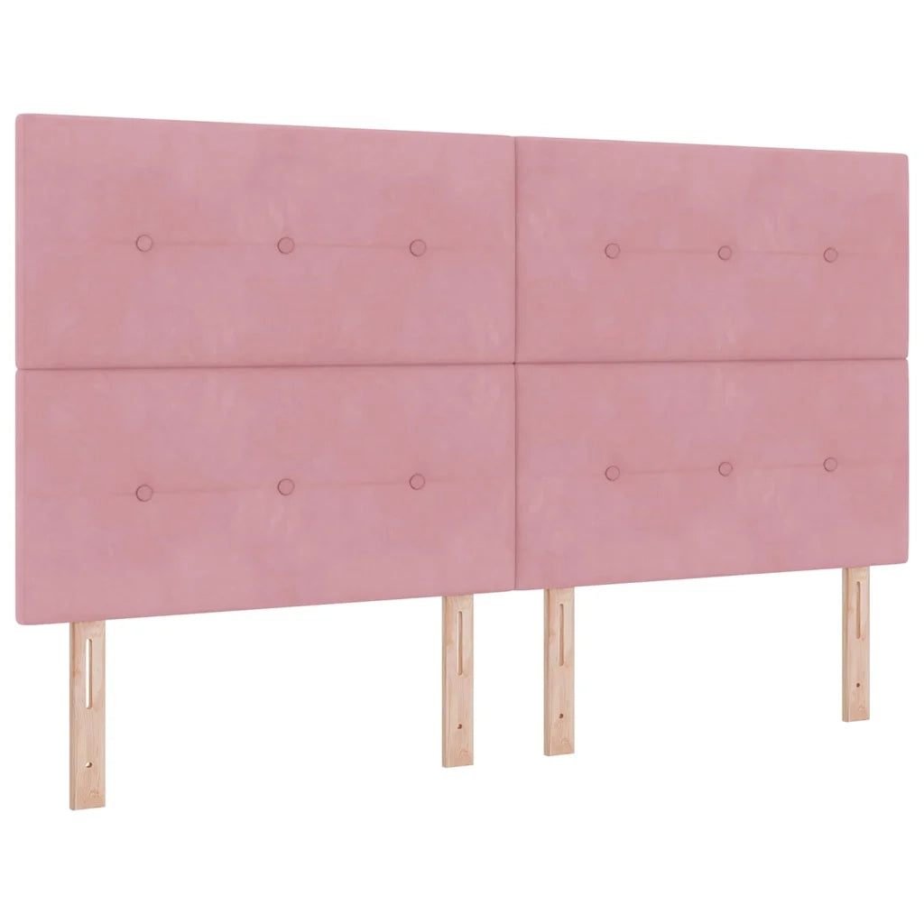 Letto a molle con materasso con led Rosa 180 x 200 cm Velluto