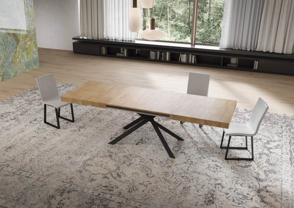 Tavolo allungabile 160/264x90 cm Niket quercia natura gambe antracite