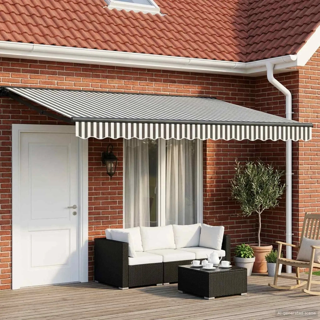Cornice per Tenda Manuale con LED Antracite e Bianco 5 × 3,5 m 3420940
