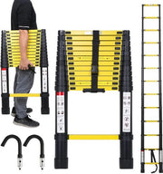 Ladder Telescopica Soft Close - Altezza di Lavoro 3,8 m - Giallo Nero con Gancio