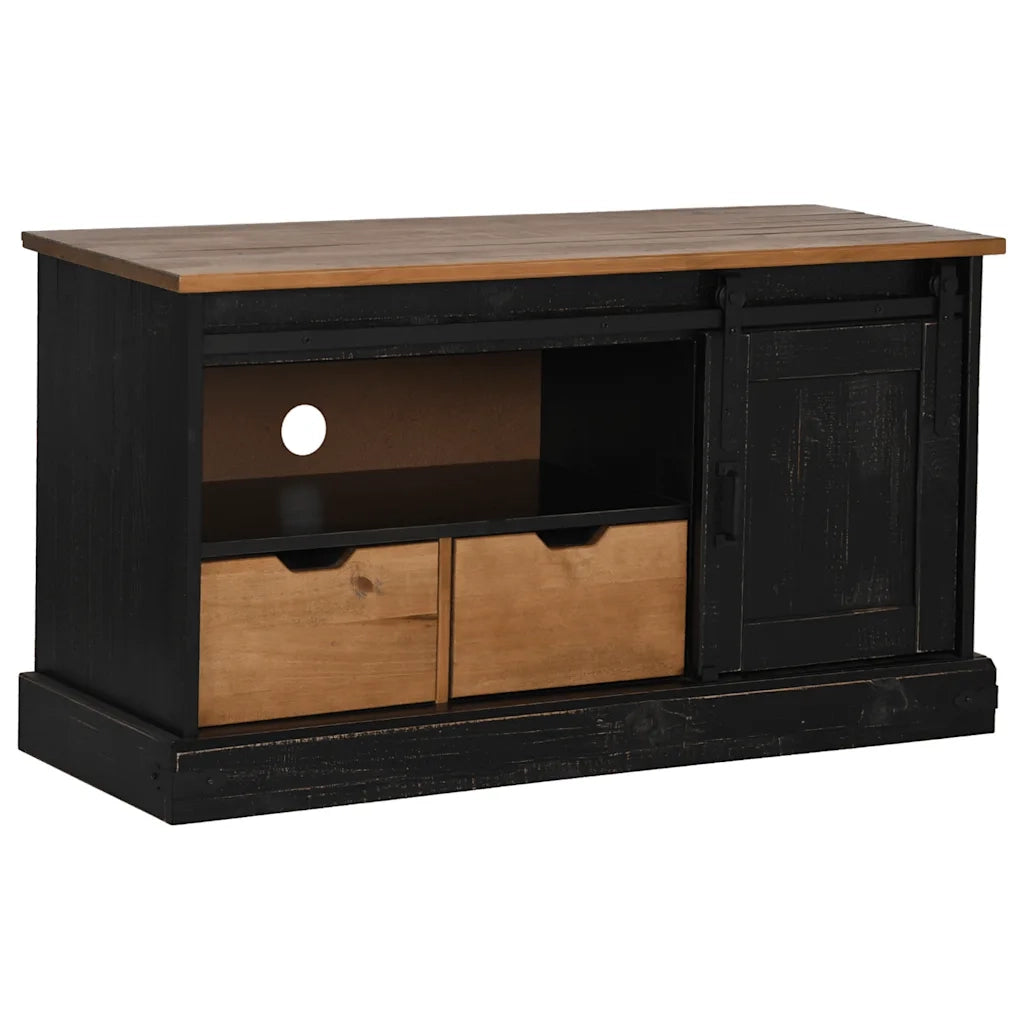 Mobile Porta TV HALDEN con Anta Scorrevole Nero 110x40x60 cm 4018412