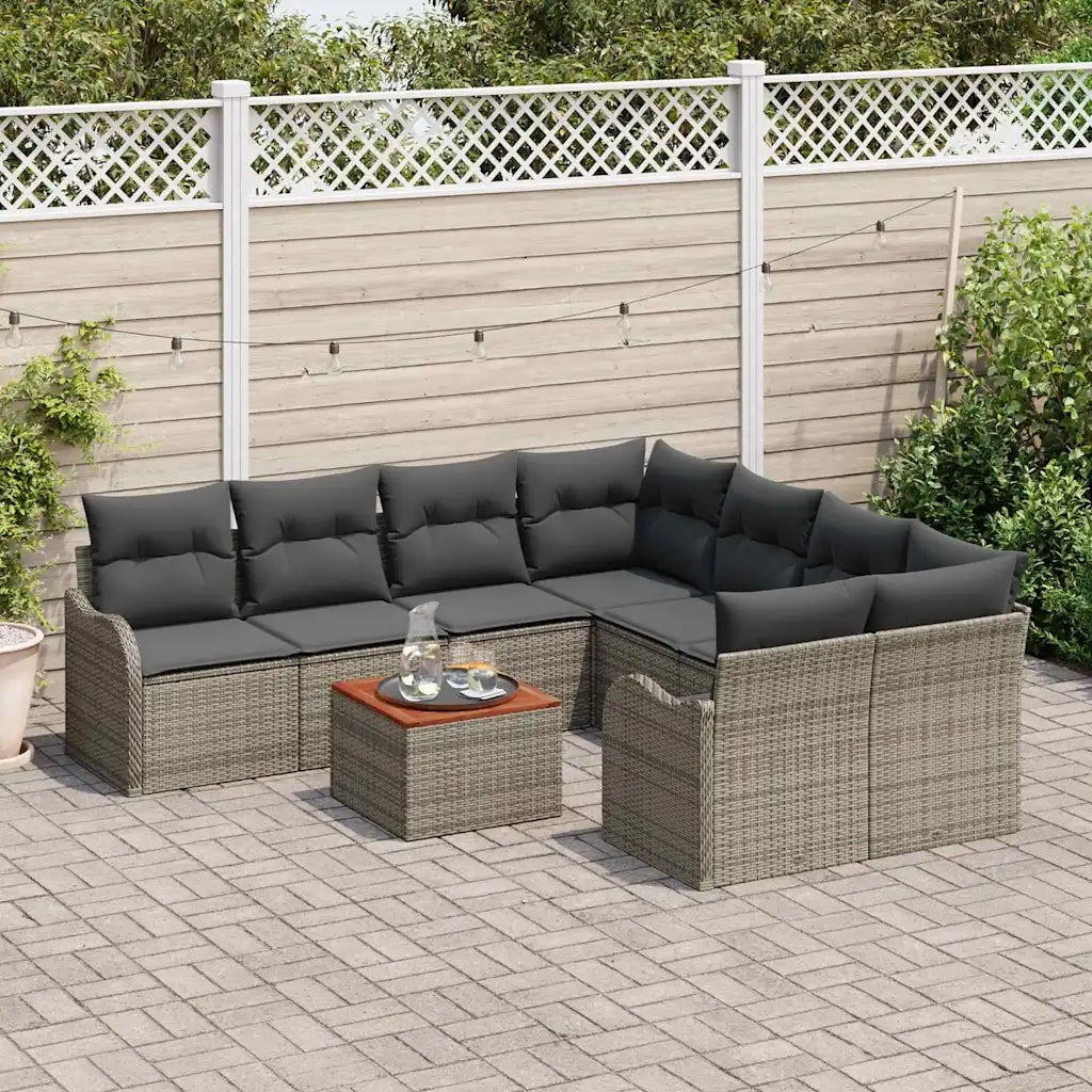 Set Divano da Giardino 9 pcs Grigio polyrattan 3356102