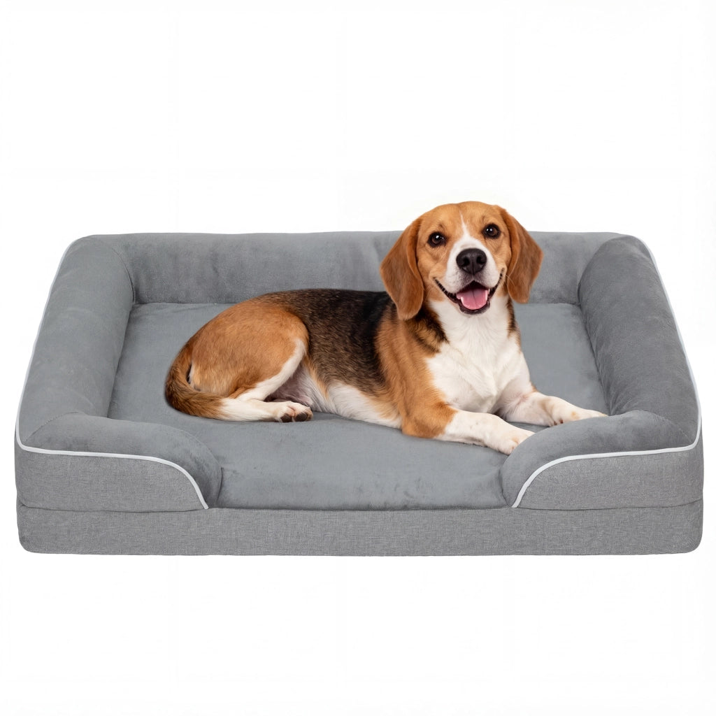 Cuccia per Cane e Gatto con Copertura Lavabile ¨C zephmum ¨C Grigio 91.5x68.5x16.5 cm