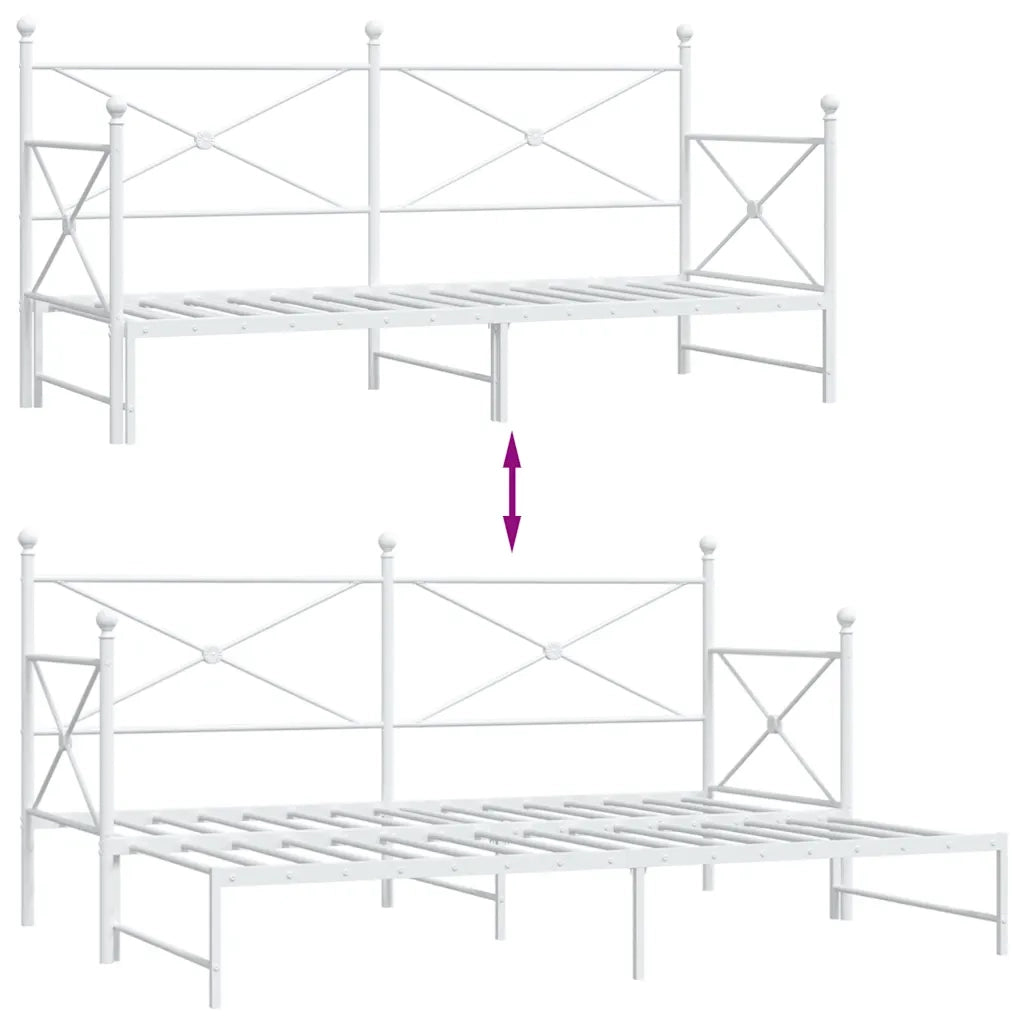 Divano letto | Sof¨¤ letto | Letto singolo Estraibile senza Materasso Bianco 90x200cm Acciaio