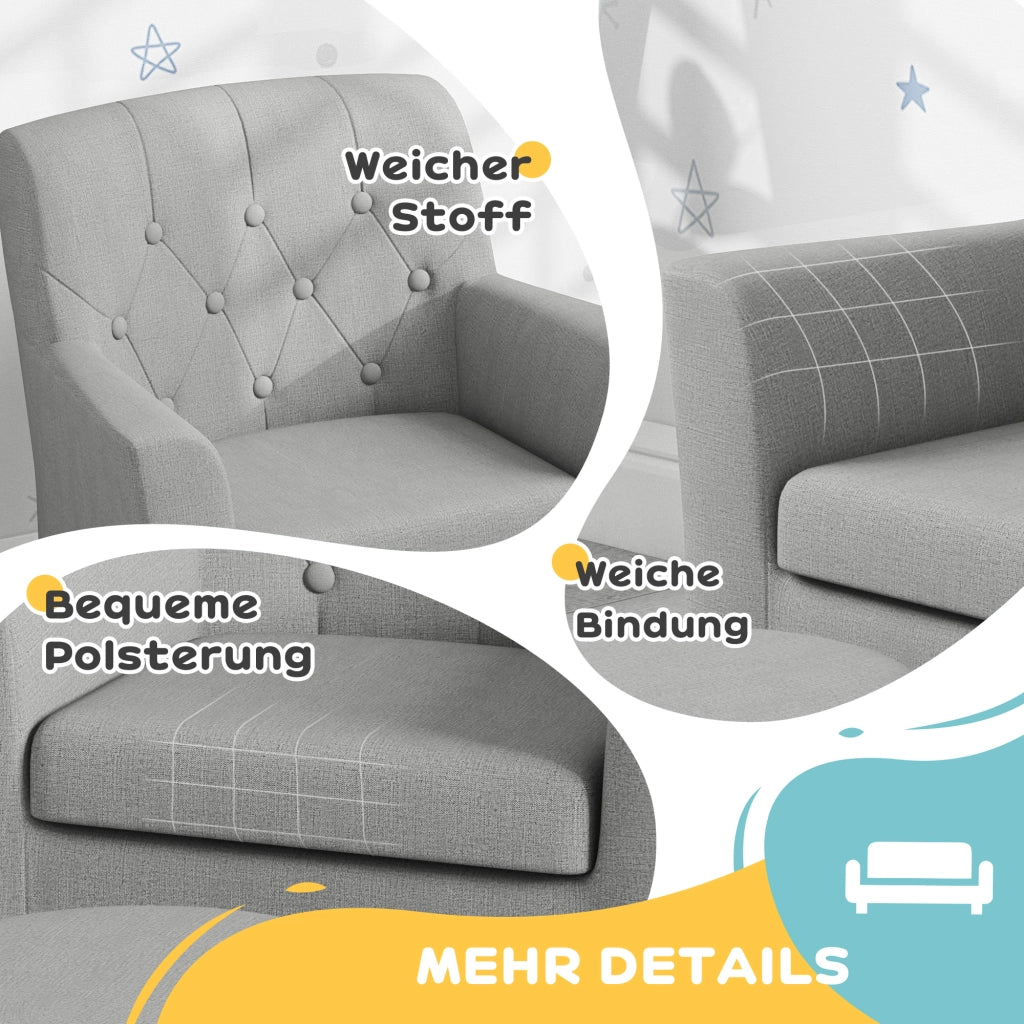 Poltrona Bambini con Pouf ¨C Minimal ¨C Grigio, Legno