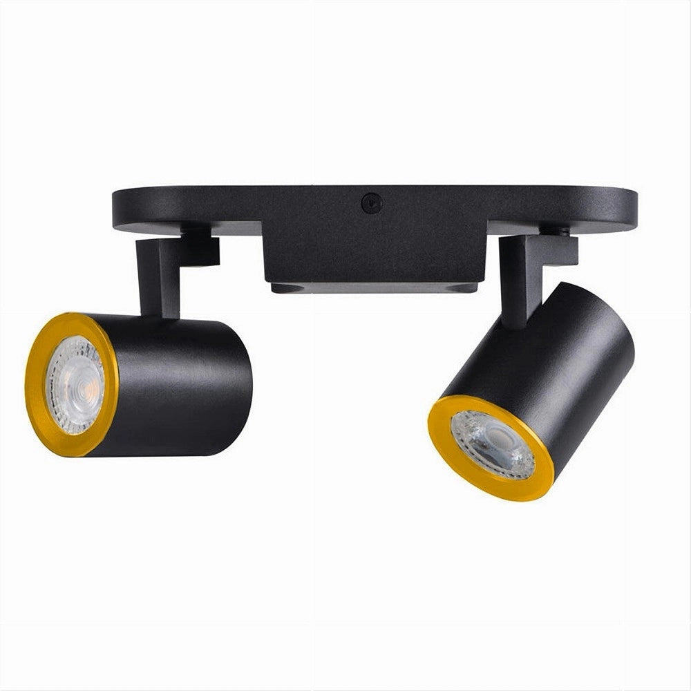 Trade Shop - Applique 2 Diffusori Orientabile Soffitto Parete Lampada Gu10 Bianco Nero Th8802 -