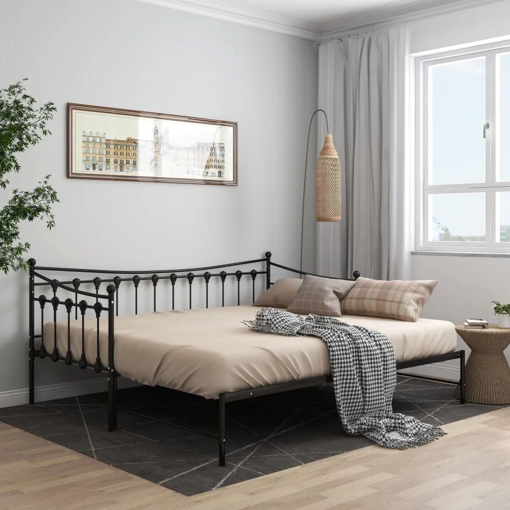 Telaio Divano letto | Sof¨¤ letto | Letto singolo Estraibile Nero in Metallo 90x200 cm