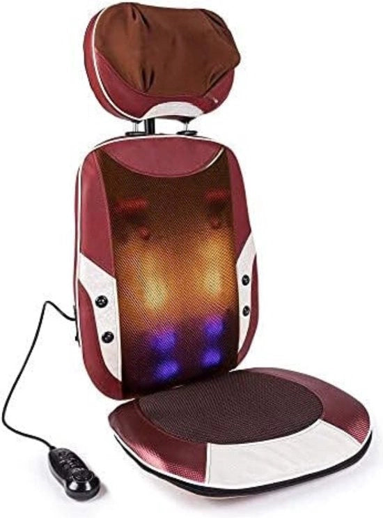 Sedia per massaggi - Funzione di riscaldamento - Supporto cervicale regolabile - Sedile rimovibile - Colore rosso