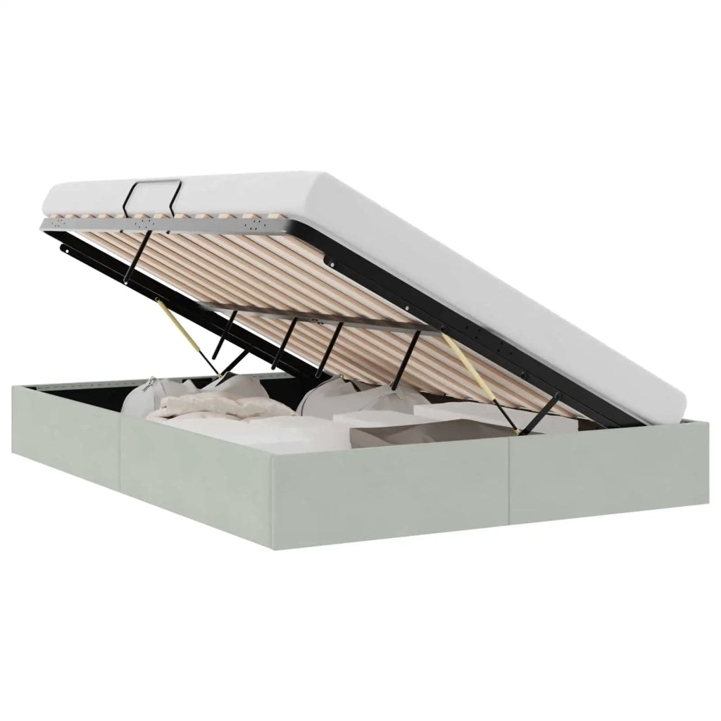 Letto con Contenitore Grigio Chiaro 153 x 203 cm Velluto 3370136