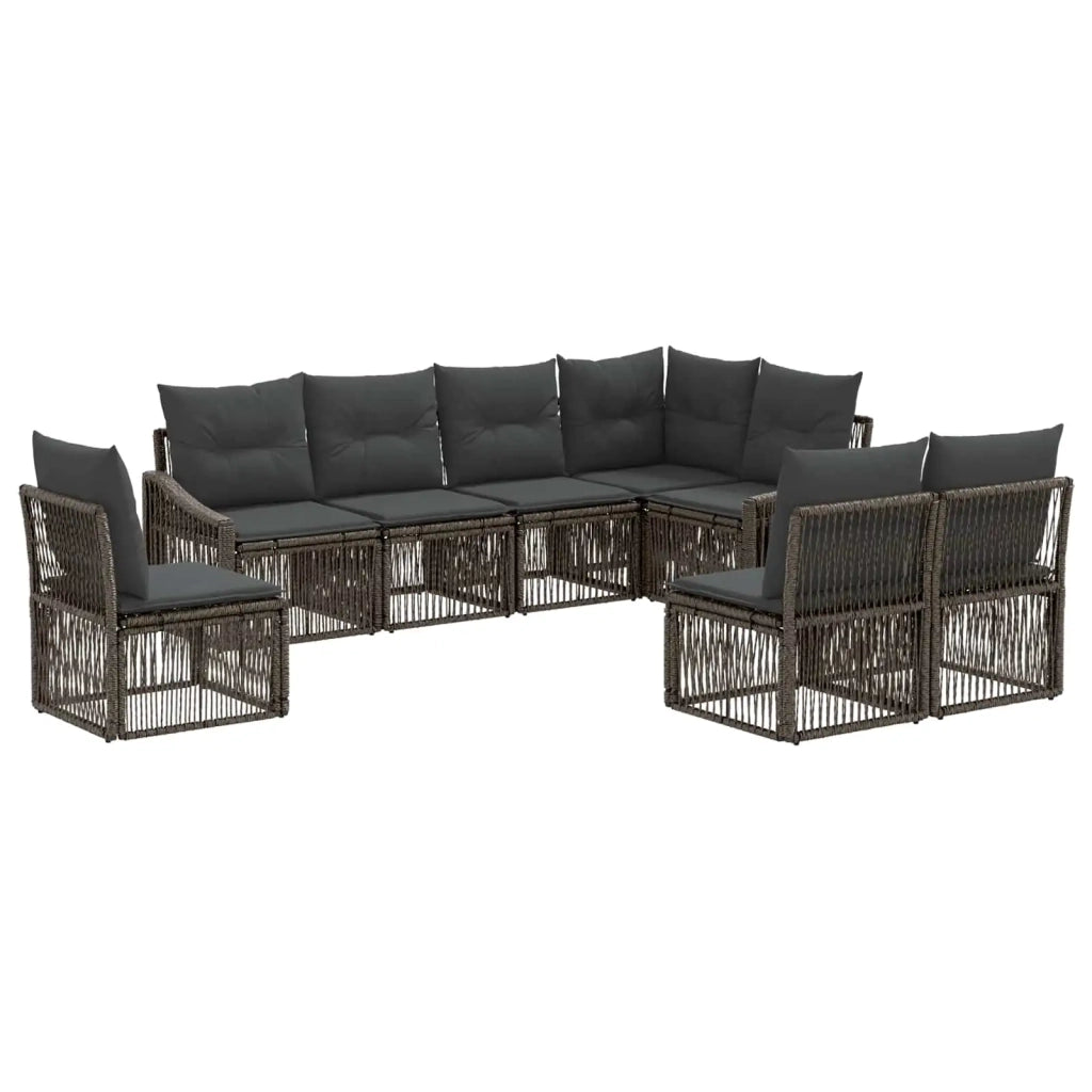 Set Divano da Giardino 8 pz Grigio polyrattan 3436022