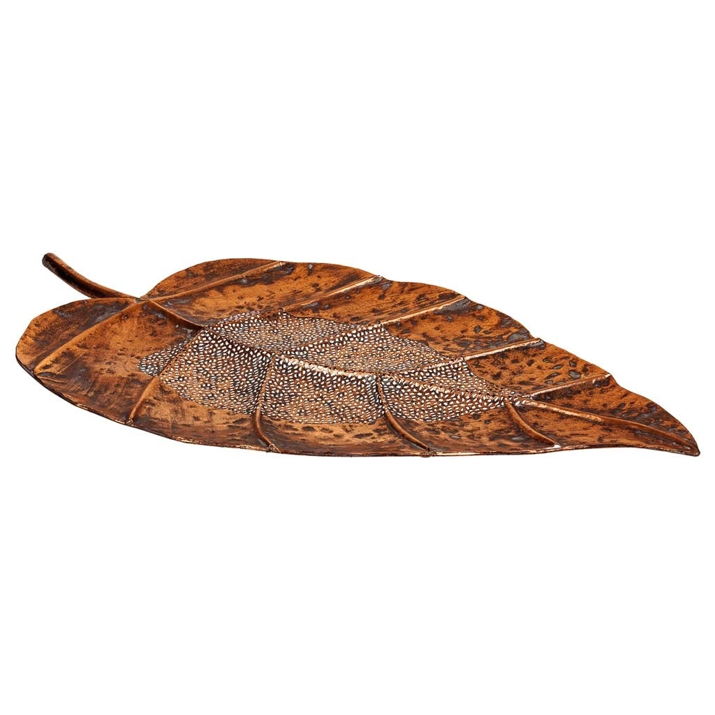 Foglia decoro metallo dorato 77,5x41x5h