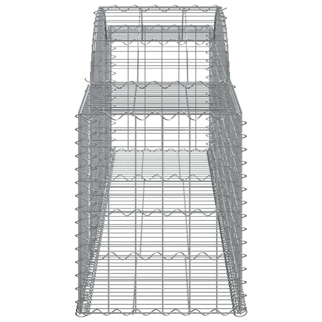 Cestini gabbioni recinzione a gabbia muro di contenimento ad arco 3 pezzi 300 x 50 x 60/80 cm ferro zincato argento 02_0040778