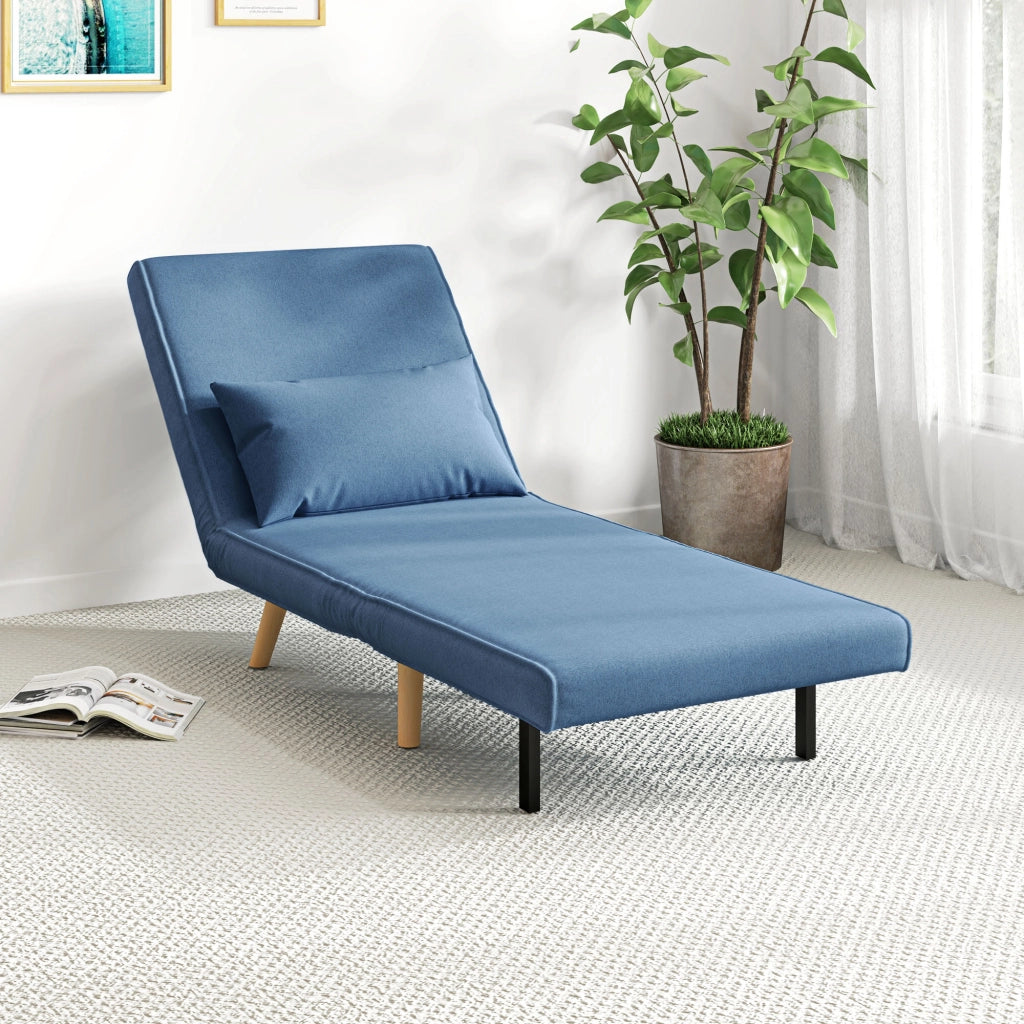 Letto imbottito convertibile 1 posto ¨C zephmum ¨C tessuto blu con cuscino