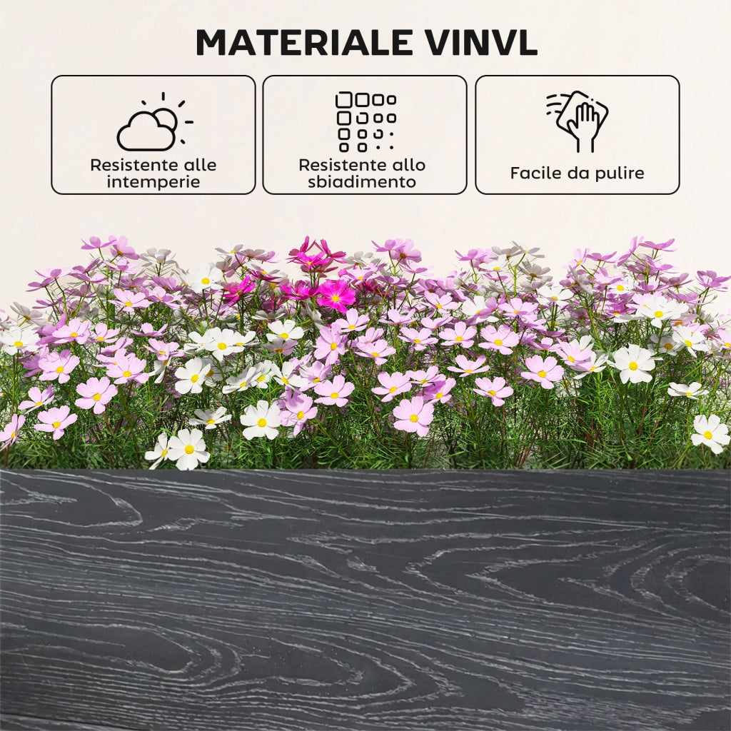 Letto da Giardino in Vinile con Fondo Aperto e Design a Incastro, 102x102x33 cm, Grigio Scuro