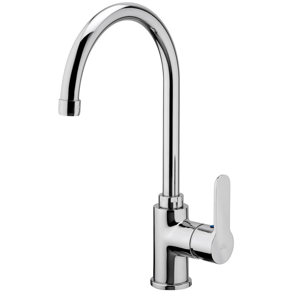 Trade Shop - Miscelatore Rubinetto Monocomando Cromato Lavabo Per Lavello Cucina Canna Alta -