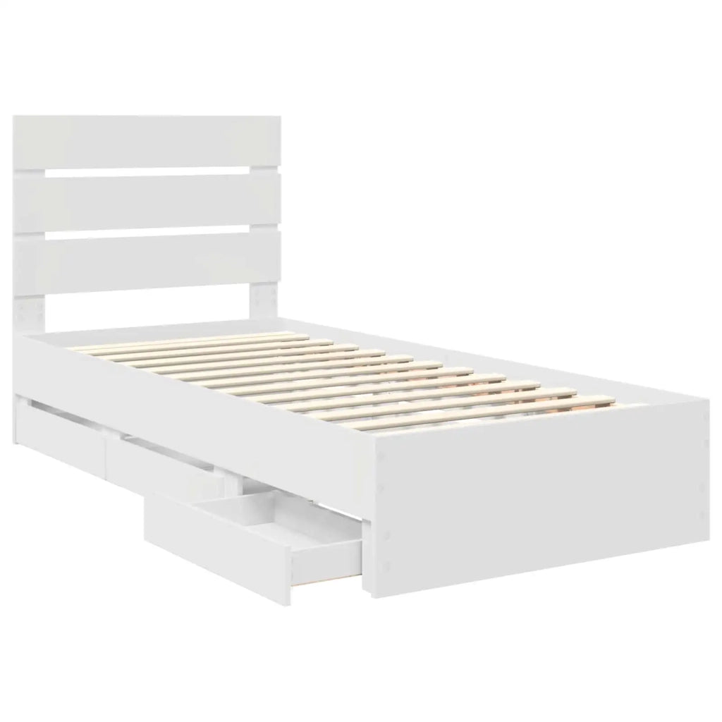 Struttura del letto-Giroletto-Rete del Letto Bianco 75 x 190 cm Legno Ingegnerizzato 876185