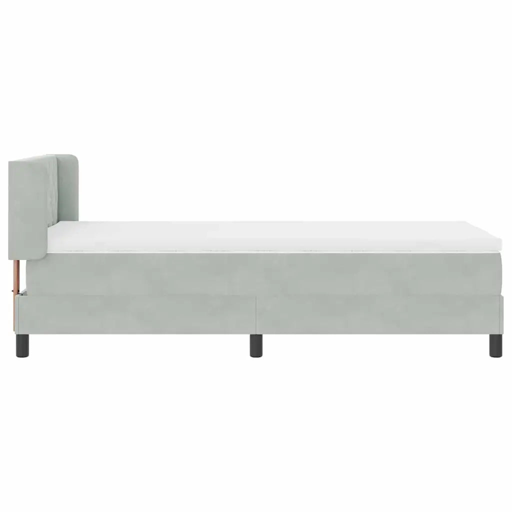 Letto a molle con testiera-Rete con Testiera Grigio chiaro 190 x 90 cm Poliestere 162341