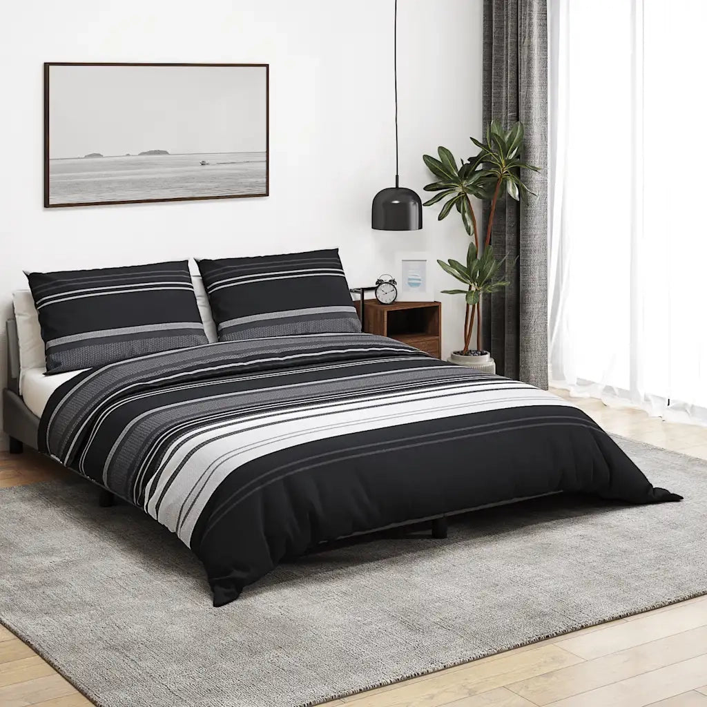 Set Copripiumino Nero e Bianco 200x200 cm in Cotone CFW5197366