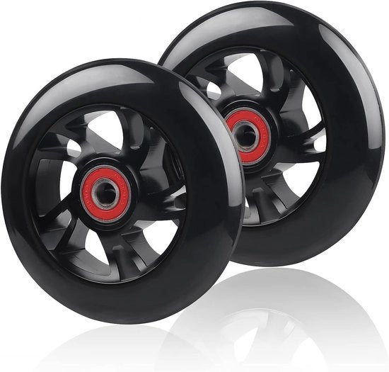 Set di 2 Ruote di Sostituzione per Scooter Stunt 100 mm con Lame ABEC-9 - Ruote Durature e Stilistiche per Adulti e Bambini (Nero)
