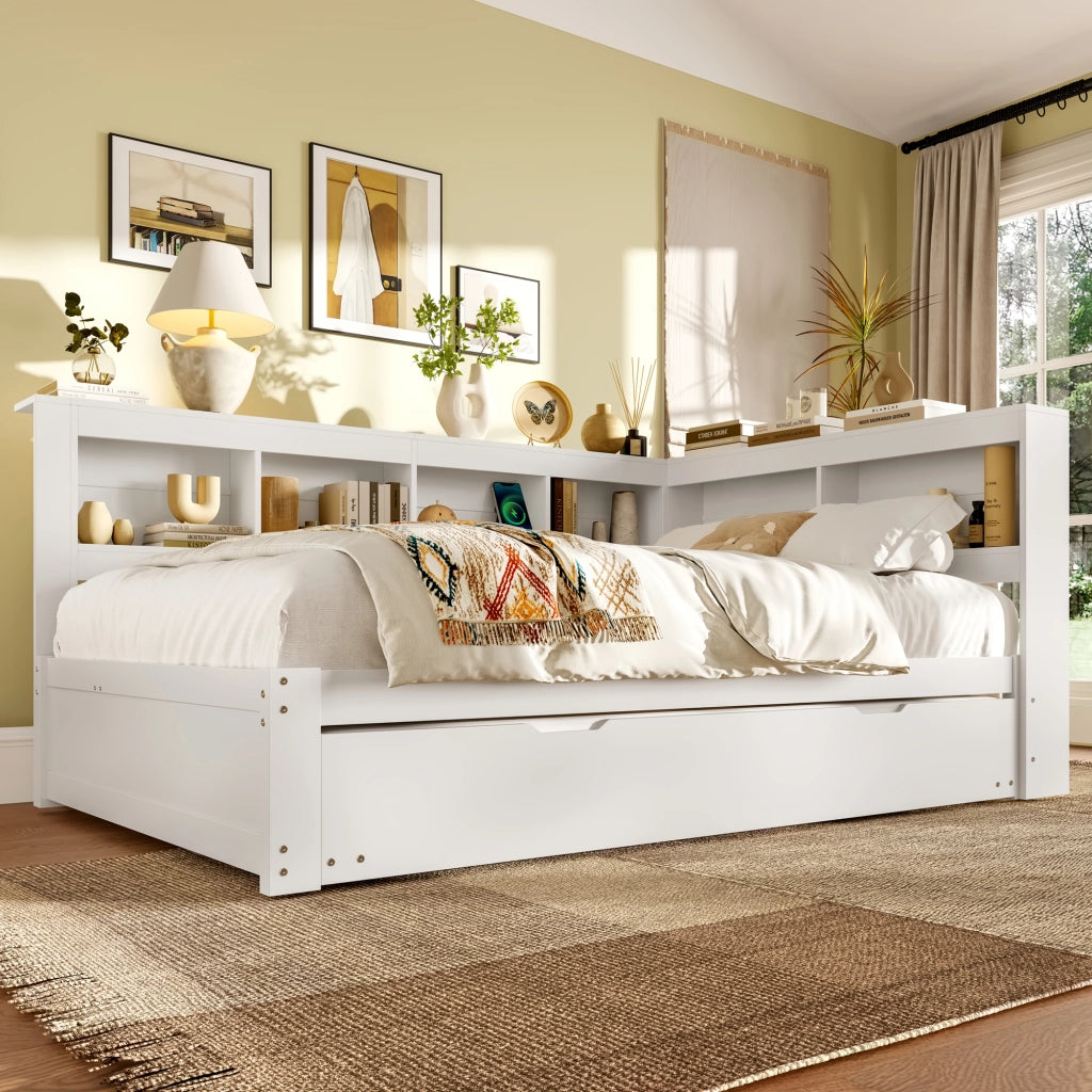 LETTO DIVANO estraibile 140x200 cm bianco con prese e 2 USB