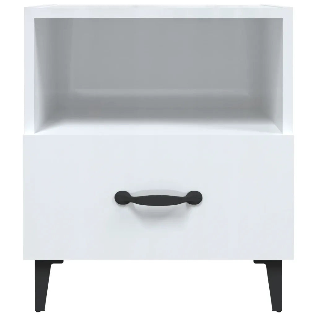 Comodini 2 pz Bianco Lucido in Legno Multistrato 812037