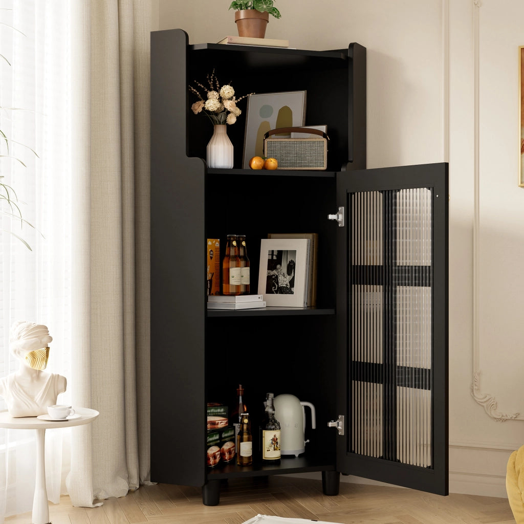 ARMADIO ANGOLO LED 63,5x124 cm Nero MDF con APP