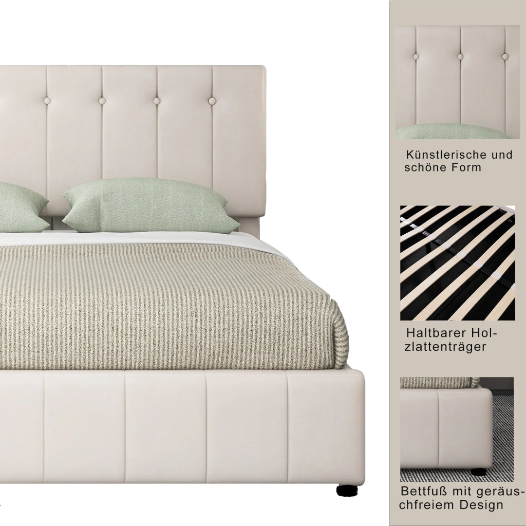 letto imbottito velluto crema 140 x 200 cm