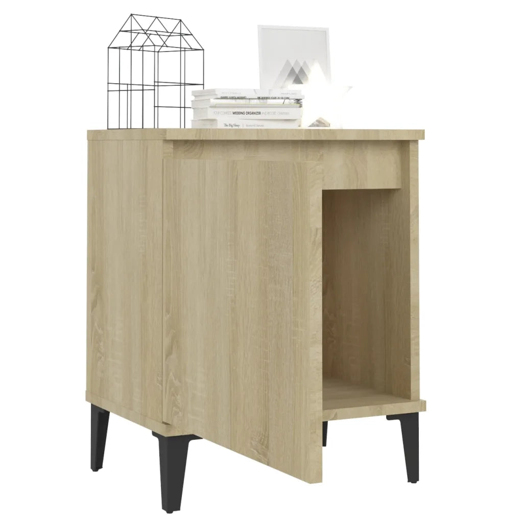 Comodini | Armadio da Notte | Mobiletto da notte con Gambe in Metallo Rovere Sonoma 40x30x50 cm