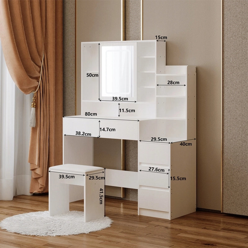 Toeletta da trucco + sgabello da trucco con specchio LED in stile glamour loft