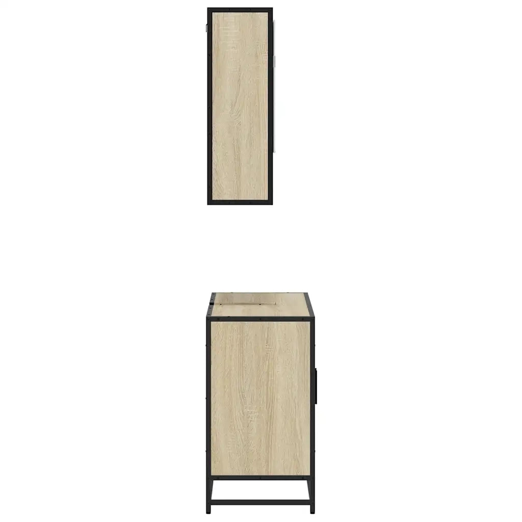 Set Mobili da Bagno | Armadio da bagno 2 pz Rovere Sonoma in Legno Multistrato