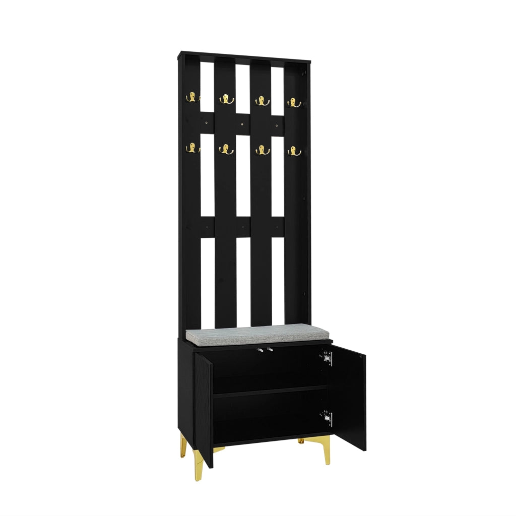 Set Ingresso con Panca, Appendiabiti e Ganci ¨C MINIMAL ¨C con Cuscino