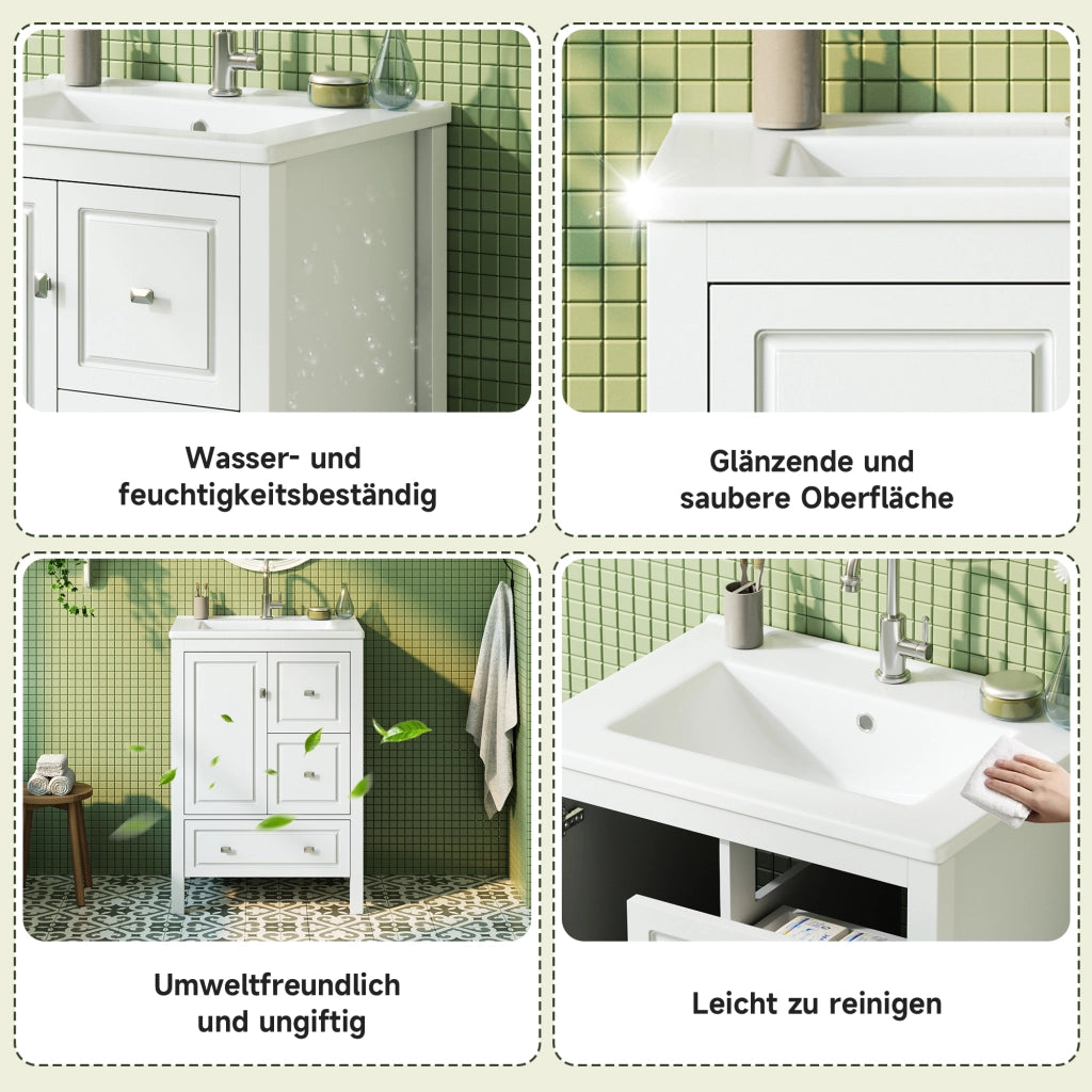 MOBILE BAGNO freestanding 62x47x90 cm in MDF e Ceramica Bianco
