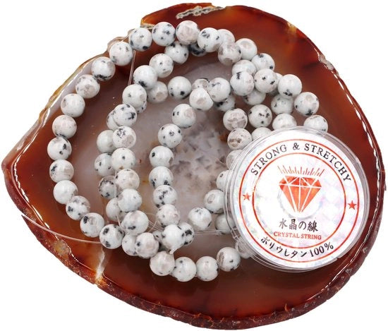 Kralen con cordino per la creazione di accessori personalizzati Pietre decorative in forma di goccia per DIY Armband energetico con pietre curative 8 mm = 96 pezzi e 1 rotolo di cordino Lotus Jaspide 8 mm