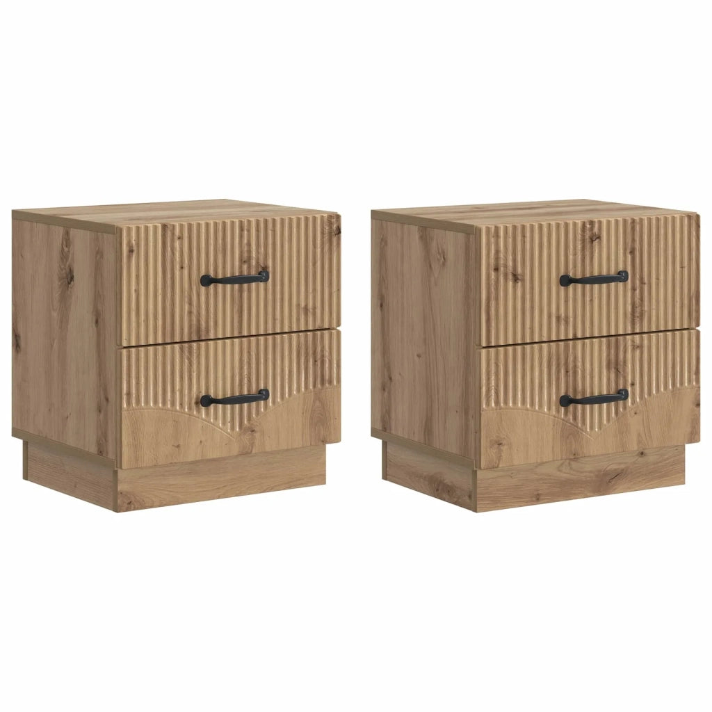Armadio da Notte 2 pcs Rovere Artigianale 43 x 34,5 x 44,5 cm 895234