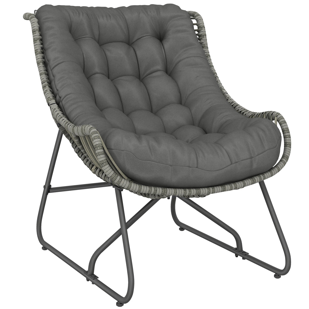 Poltrona in Polyrattan con Cuscini ¨C Minimal ¨C Grigio, 120kg