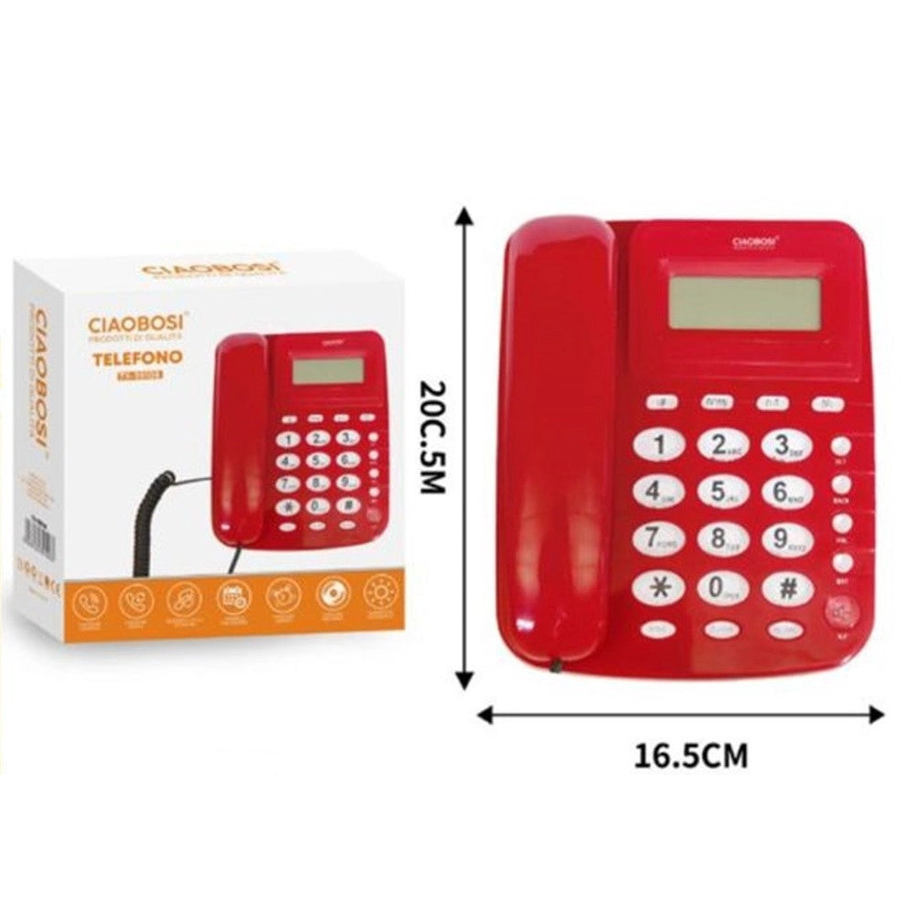 Trade Shop - Telefono Fisso Con Display Lcd Id Chiamante Tasti Grandi Design Ergonomico Tx-39108 -