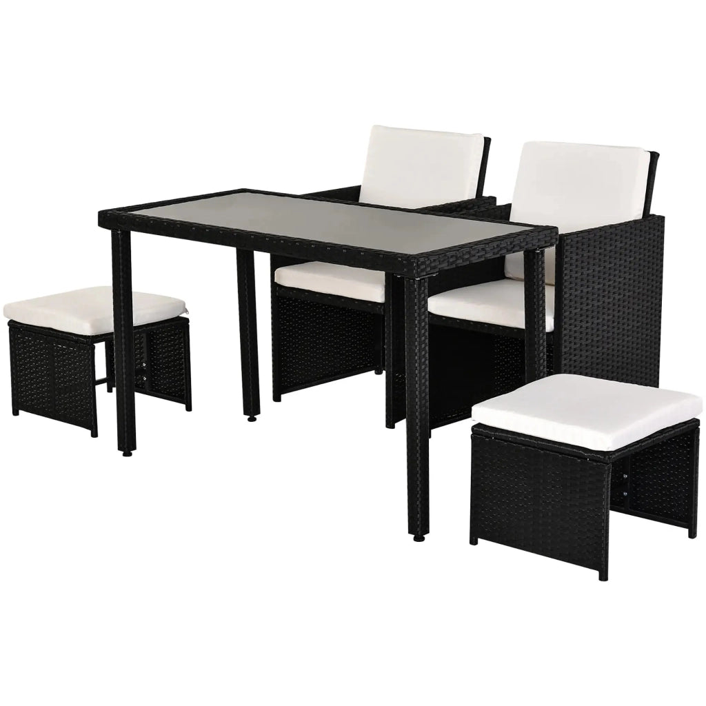 Set da pranzo in polyrattan, 11 pezzi, set da giardino con cuscini, nero, resistente alle intemperie ed elegante per giardino e patio.
