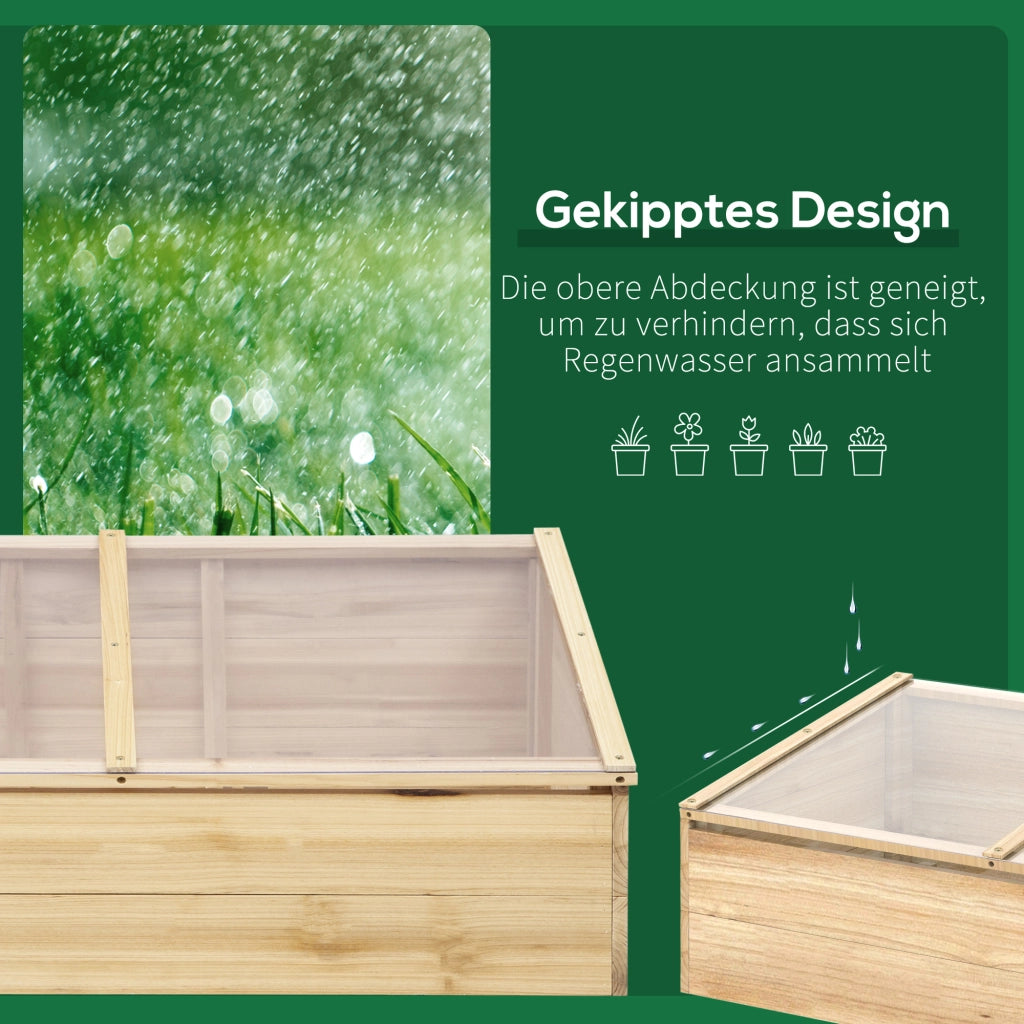 Serra da giardino in legno per piante e orto - Xylo - 100x50x35 cm naturale abete