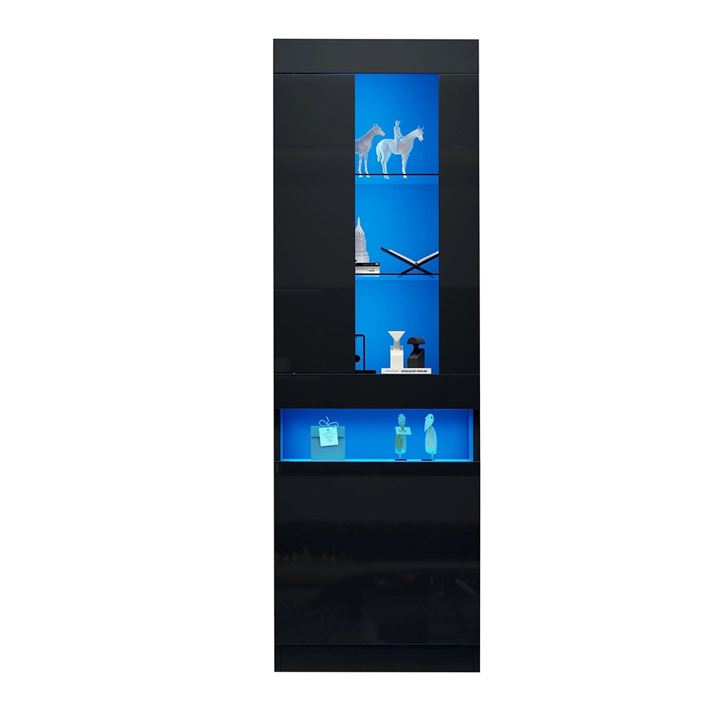 Vetrina con illuminazione LED - Xylo - vetrina con ante in acrilico, armadio per soggiorno, mobile a muro
