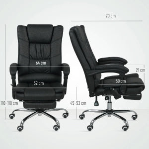 POLTRONA UFFICIO Massaggiante 64x70x110-118 cm Nera