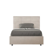 BS COM Letto una piazza e mezza senza rete imbottito 120x210 microfibra sabbia