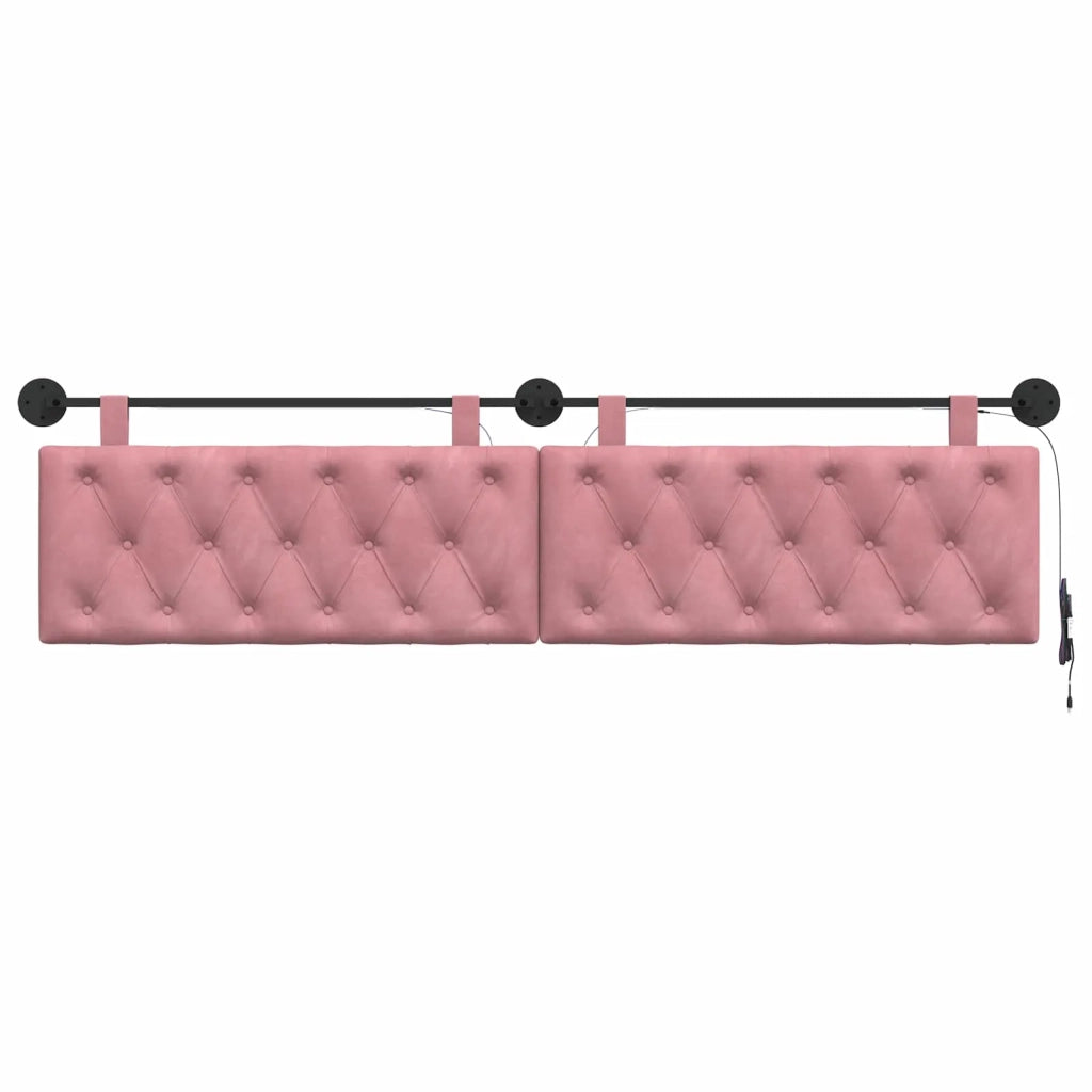Testiera sospesa Con luce LED Rosa Velluto 3424725