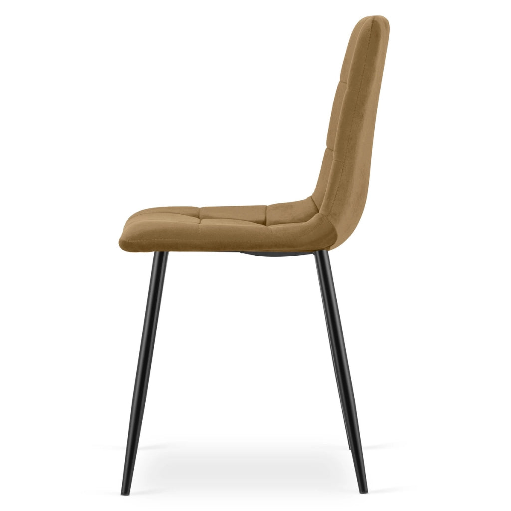 Sedia Kara in velluto marrone con gambe in metallo nero