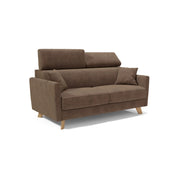 Francy Divano letto matrimoniale con poggiatesta regolabili in tessuto impermeabile e smacchiabile T17 160 cm (mat. 120x197) marrone
